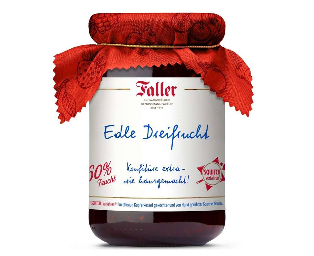 Faller Marmeladen Edle Dreifrucht Konfitüre